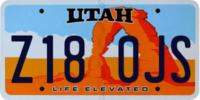 UT license plate Z180JS