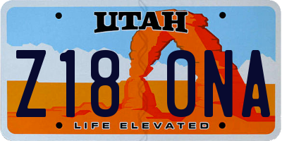 UT license plate Z180NA