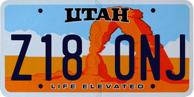 UT license plate Z180NJ