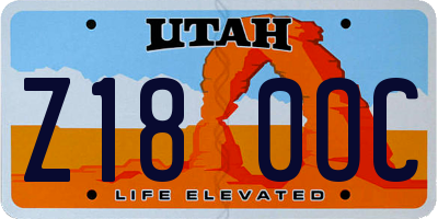 UT license plate Z180OC