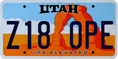 UT license plate Z180PE