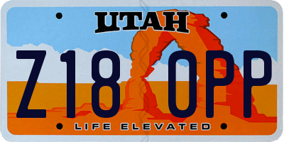 UT license plate Z180PP