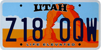 UT license plate Z180QW
