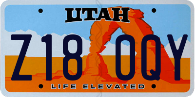 UT license plate Z180QY
