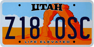 UT license plate Z180SC