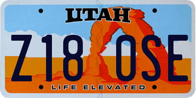 UT license plate Z180SE