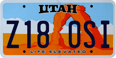 UT license plate Z180SI