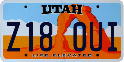 UT license plate Z180UI