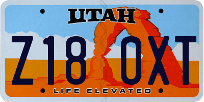UT license plate Z180XT