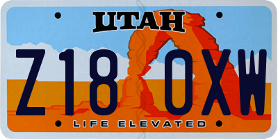 UT license plate Z180XW