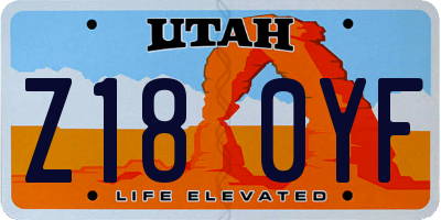 UT license plate Z180YF