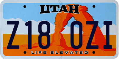 UT license plate Z180ZI