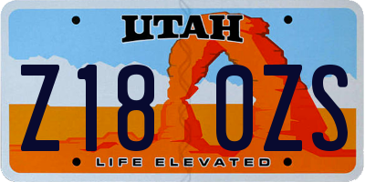 UT license plate Z180ZS