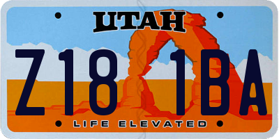 UT license plate Z181BA