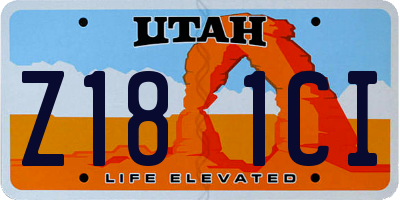UT license plate Z181CI