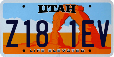 UT license plate Z181EV