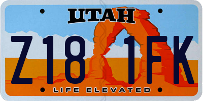 UT license plate Z181FK