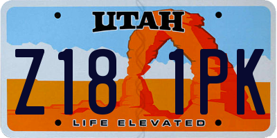 UT license plate Z181PK