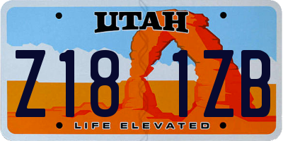 UT license plate Z181ZB