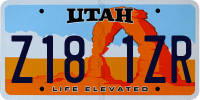 UT license plate Z181ZR