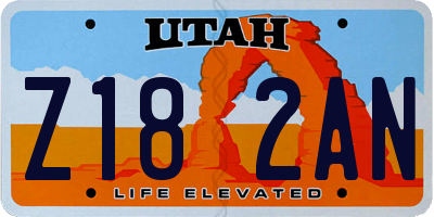 UT license plate Z182AN