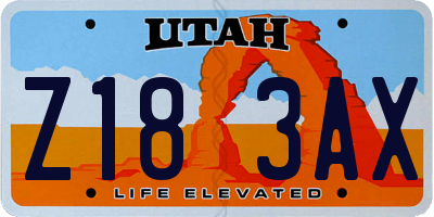 UT license plate Z183AX