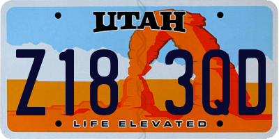 UT license plate Z183QD