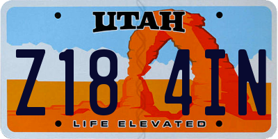 UT license plate Z184IN