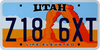 UT license plate Z186XT