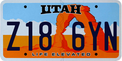 UT license plate Z186YN