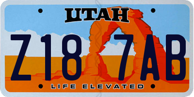 UT license plate Z187AB