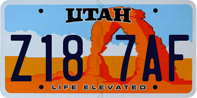 UT license plate Z187AF