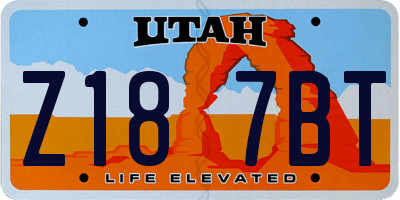 UT license plate Z187BT