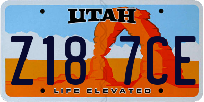 UT license plate Z187CE
