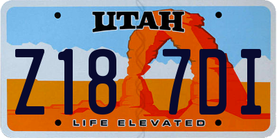 UT license plate Z187DI