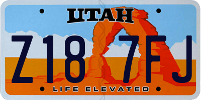 UT license plate Z187FJ