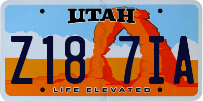 UT license plate Z187IA