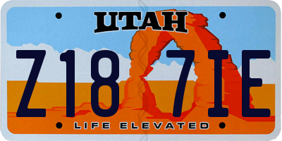 UT license plate Z187IE
