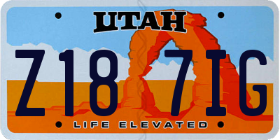 UT license plate Z187IG