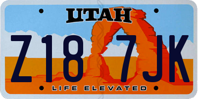 UT license plate Z187JK