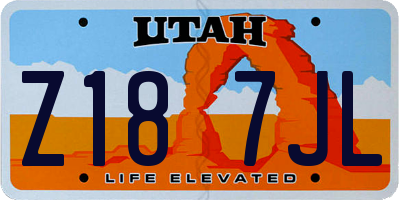 UT license plate Z187JL