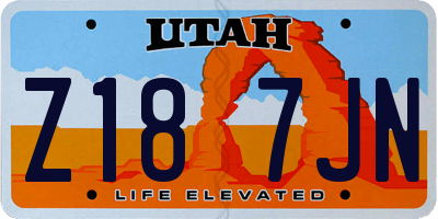 UT license plate Z187JN