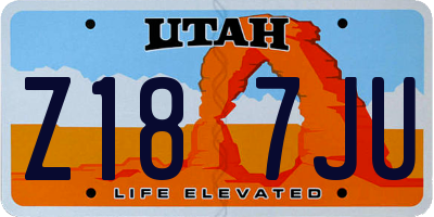 UT license plate Z187JU