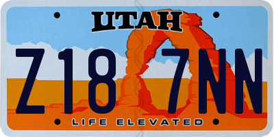 UT license plate Z187NN