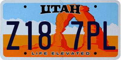 UT license plate Z187PL