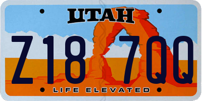 UT license plate Z187QQ