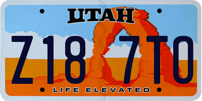UT license plate Z187TO