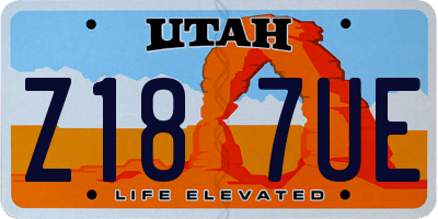 UT license plate Z187UE