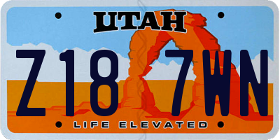 UT license plate Z187WN