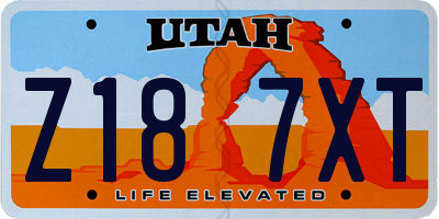 UT license plate Z187XT